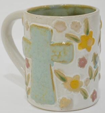 MUG, CROSS AND FLOWERS